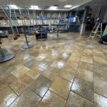 Commercial post construction cleaning a dining room