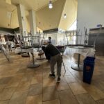 Commercial post construction cleaning a dining room