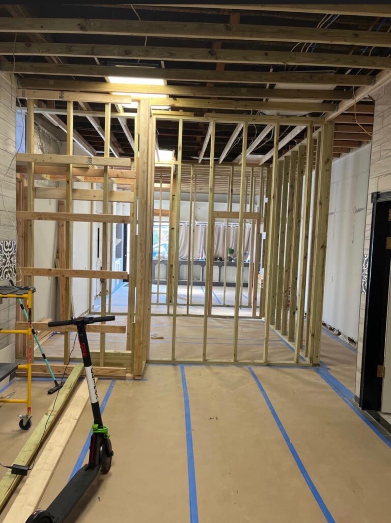 Wooden Framing during insurance restoration